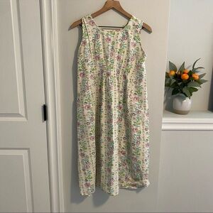 Matta Cotton White Purple Blue Floral MIDI Dress Small